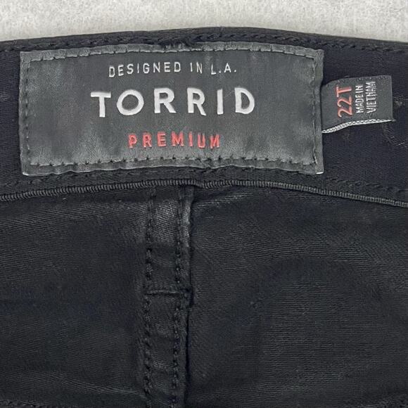 Torrid Sky High Skinny Jeans Plus Size 22T Black High Rise Distressed Dark Denim - Picture 2 of 12